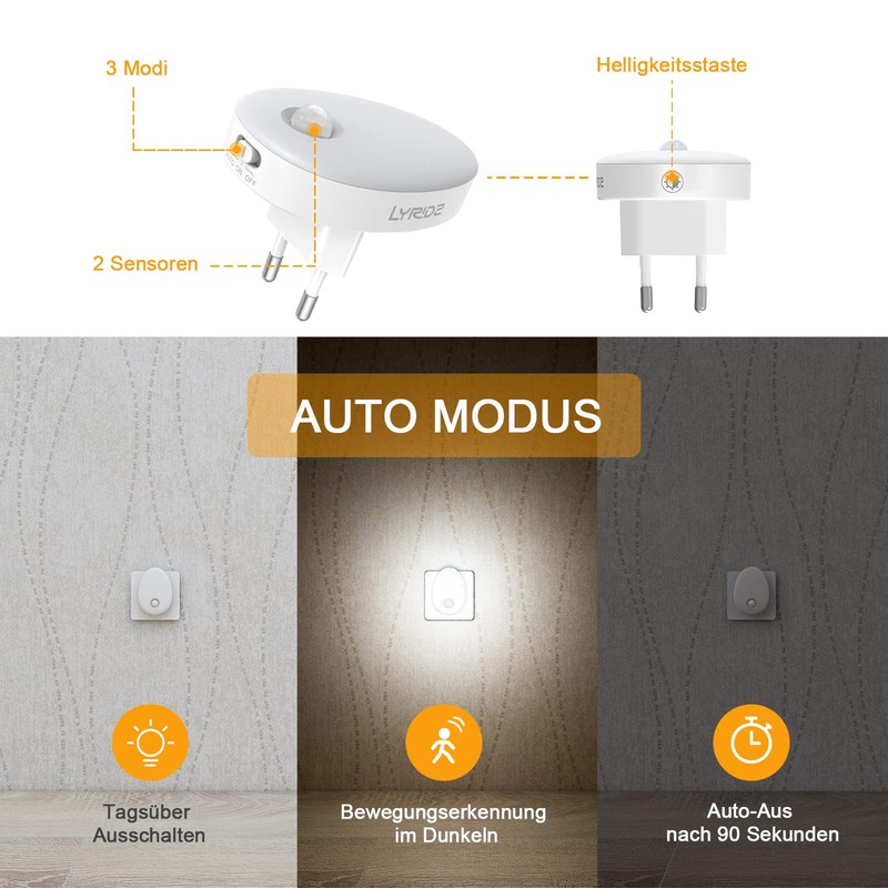 Lyridz Night Light with Motion Sensor, Dimmable Cool White Bright