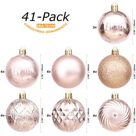 Sea Team Christmas Tree Bauble Set, 60 mm / 2.36", Fine Decorative Items with Colourful & Sparkling Christmas Tree Decoration Theme, 41 Pieces