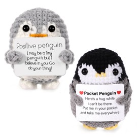TOYMIS Mini Crochet Penguin Pair, Funny Support Penguin Hug, Knitted Potato Animals, Party Decoration, Encouragement Gift