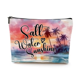 PQV Summer Makeup Bag Cosmetic Bag Funny Vacation Beach Themed Gifts for Beach Lover Summer Lovers Daughter Soul Sister Bestie Summer Essentials Beach Stuff Must Haves Christmas Birthday Graduation