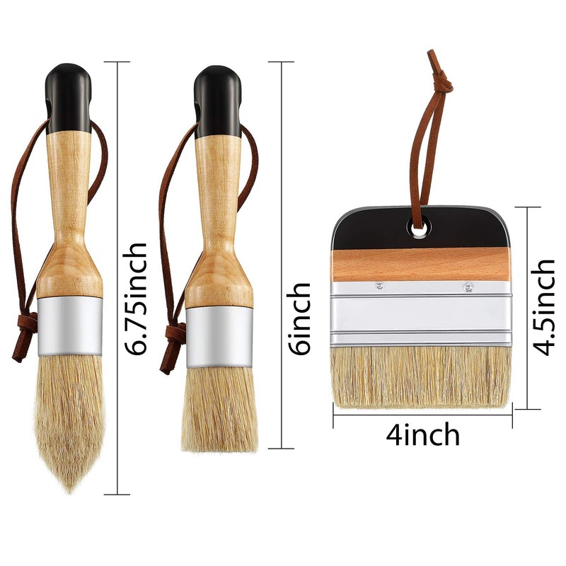 Boao 3 Pcs Chalk Paint Brushes Oval Chalk Paint Wax