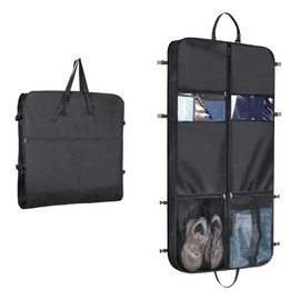 Large Suit Carrier Suit Bag, 50" Tri-fold Suit Bag with 5 Zip Pockets, 2 Large Mesh Pockets and Adjustable Handles, Heavy Duty 600D Oxford Foldable Waterproof Garment Bags for Travel and Storage
