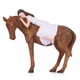 XIAOMAGG Horse Figurines - Girl Embracing Horse Figurine, Truly a Friend Horses and Guardian Angel Statues,for Women & Cowgirls - Birthday, Christmas & Thanksgiving Equestrian Gifts Stuff