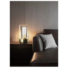 Portable Metal Table Lamp for Indoor/Outdoor ,Rechargeable Cordless LED Lamp, 3-Colour Infinitely Dimming Battery Powered Small Desk Lamp, Restaurant/Bedroom/Bar/Coffee Shop/Camping Light (Gold)