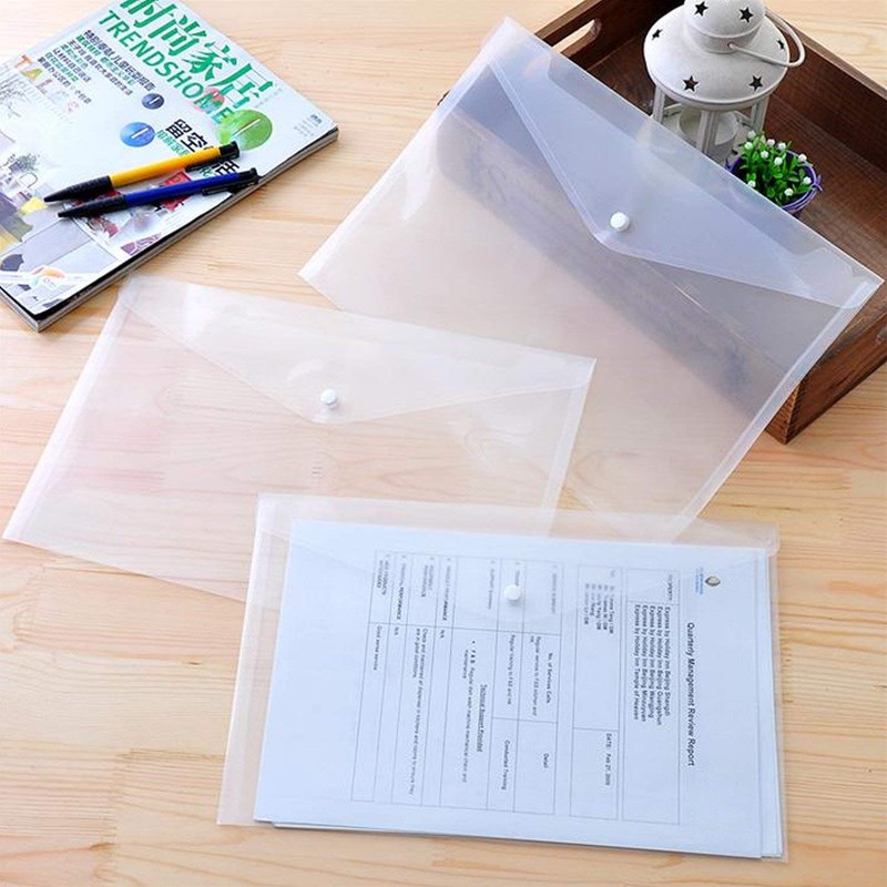 Acrux7 48 PCS Clear Plastic Envelopes, Poly Envelope with Snap