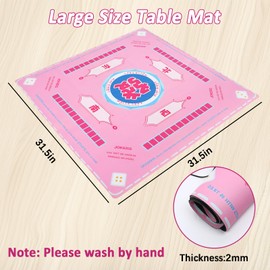 Portable Mahjong Mat for Table,Noise Reduction Mahjong Mat with Rules,31.5inx31.5in,Nonslip Mah jongg Mat Board Table Cover with Storage Pockets for Poker Tile,Card Games,Gifts for Women Men