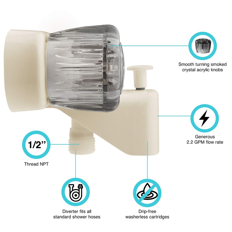 Dura Faucet DF-SA110S-BQ RV Tub & Shower Faucet Valve Diverter