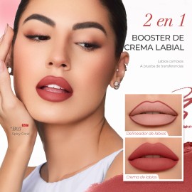 Sacelady Labial Y Delineador 2 En 1 Mate Suave No Transfiere
