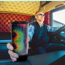 Tie Dye by Spit Bud - The Ultimate Spittoon for Chew - Portable Dip & Snuff Cup with Lid, Pop Tab, Spill-Proof Funnel, Can Cutter & Holder - Fit in Cup Holders - Holds 8oz - Made in USA