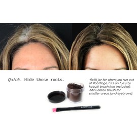 Root Touch Up Hair Powder - Temporary Hair Color, Root Concealer, Thinning Hair Powder and Concealer Refill Jar with Detail Brush Included, .31 oz (Dark Brown) …