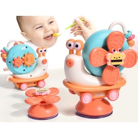 High Chair Suction Cup Toy for Baby 6 Months, Montessori Baby Toy 6-9 Months, Activity Spinner Toy Children with Suction Cups, Gift Baby Girl 1 Year
