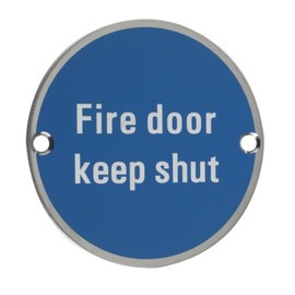 ZSS09SS Fire Door Keep Shut Sign 76mm Dia Satin Stainless Steel from The Door Handle Store