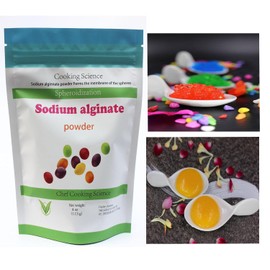 Refined Pure Sodium alginate Powder 4 oz-113 g Food Grade Thickening Bulk Powder, Vegetarian, Bagged. Molecular Nutrition spheroidization