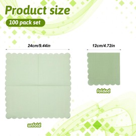Piriuuo 100 Stück Cocktail Servietten, 2 Lagig Einweg Servietten 12 x 12 cm Salbeigrün Gewellt Klein ServiettenGefaltet Tischdeko Cocktailservietten für Abendessen, Hochzeit, Babyparty, Geburtstag