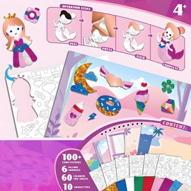 DxxD Art and Craft Activity for Kids Toys for 3-9 Year Old, Creative Craft Kits, Toddler Foil Fun Art Activity Unicorns & Princesses, Easter Birthday Gifts for Girls Boys Easter Crafts DIY Activity