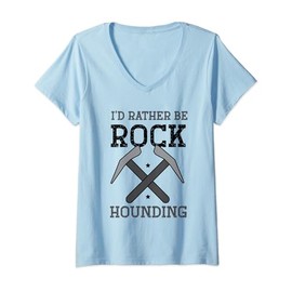 Womens Geologist Geology - I'd rather be rock hounding V-Neck T-Shirt