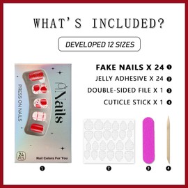 Christmas Eve Press On Nails Short Square, 24pcs Christmas Eve Fake Nails, Red Gold Plaid Xmas Designs, Christmas Eve Nail Accessories, Christmas Eve Manicure Stick On Nails