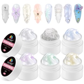 EBANKU Solid Builder Gel Kit, 6 Colors Aurora Blue Pink Green White Pearl Non-Sticky Hand Sculpting Gel for Nail Art With Silicone Carving Pen, Silicone Mold, Professional Nail Salon Supplies