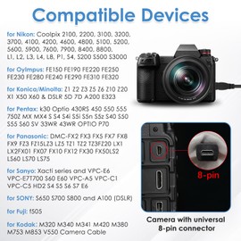 1.5m Replacement Camera Cable, Charging USB2.0 Cable for Panasonic Lumix Dmc-Fx2 Fx3 Fx5 Fx7 Fx9 Fz15lz3 Lz5 Tz1Tz3fz20 Lx1 Lx2fx01 Fx30 Fx50ls2 Ls60, Suitable for Charging and Fast Data Transfer