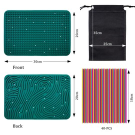 Sensorik Activity Board Silikon, 30x20cm Sensorik Activity Board, Montessori Spielzeug Doppelseitiges Aktivitätsbrett mit 40 Strings & Reisetasche Beruhigung ADHD Autismus Spielzeug für Kinder