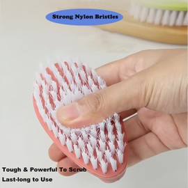 2 Pack Scrubbing Brushes for Cleaning, Heavy Duty Scrub Brush Nylon Stiff Bristles,Scrubber Cleaner Brush for Bathroom、Showe、Sink、Kitchen、Bathtub、Floor,Multi-Purpose Cleaning Brush -Small Size