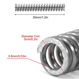 GUNGY Compression Spring Stainless Steel Spring Compression Springs 30 mm Wire Diameter 0.8 mm Outer Diameter 5 mm Length 30 mm Maximum Spring Force 2.7 kg Pack of 20
