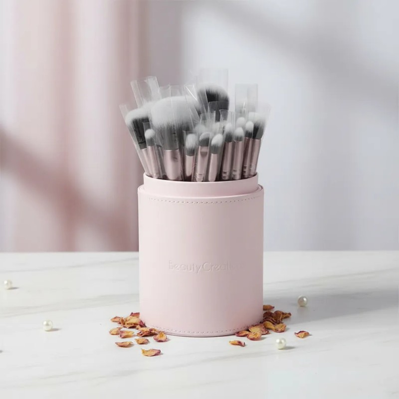 Set De Brochas 24 Piezas Beauty Creations + Estuche Cilindro