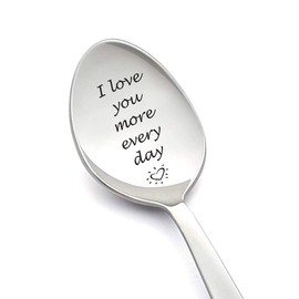 Couples Gifts Spoon for Boyfriend Girlfriend I Love You More Every Day Gift Spoons for Grandma Son Christmas Valentine's Day Gift for Wife Husband Coffee Tea Lovers Gifts Spoon
