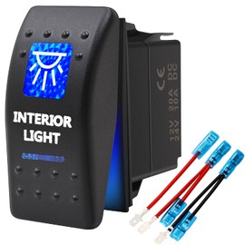 Interior Light Waterproof Rocker Switch Toggle - ON/Off Blue LED Light - 12V 20Amp 24V 10Amp, 5 Pin for Automotive Cars Vehicles Marine Boats Trucks Trailers 4x4 Caravans RVs SUV ATV UTV & More