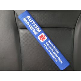 Autism Non-Verbal Medical Alert Seat Belt Cover (Black)