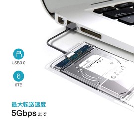 YFFSFDC Type-C 2.5-inch HDD/SSD Case, USB3.1 Gen1 Drive Case, SATA III, External Hard Drive, 6Gbps, High Speed Data Transfer, UASP Compatible, Transparent Series, Portable SSD Drive Case, SATA USB