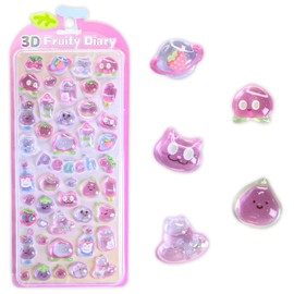 3D Resin Stickers for Scrapbooking & Crafts Pink Dessert Emoji ＆ Strawberry - Waterproof Bubble Decals for Phone Cases, Journals, Laptop, DIY Decor (Cute & Durable)