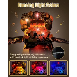 FaCraft Musical Birthday Cards - Music and Light ＆ Blowable Candle Pop Up Happy Birthday Cards with Envelope and Blank Insert for Women Men Kids Girls Sister