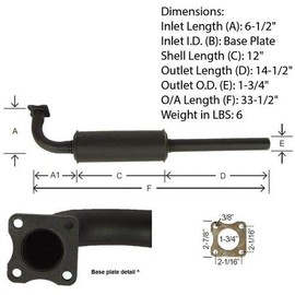 Muffler Compatible with Yanmar YM2200 YM330 YM1510 YM2420 YM2500 YM1401 YM195 YM2700 YM1600 YM3000 YM155 YM1900 YM1802 YM3810 YM2610 YM2210 YM2000 YM3110 YM336 YM1500 YM2620 YM2310 YM240 YM186 YM1700