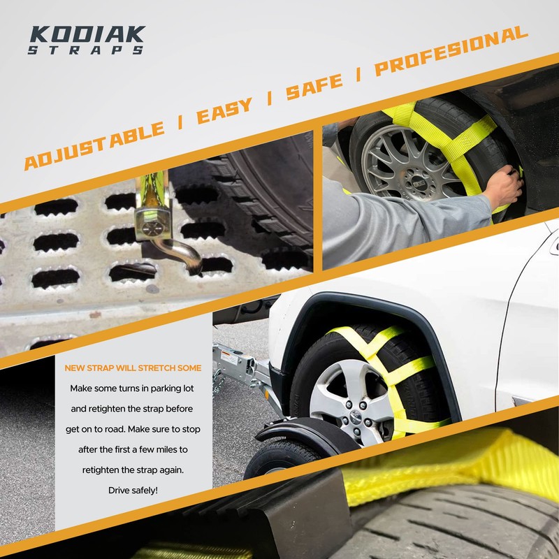 KODIAK STRAPS Adjustable Wheel Net Tow Basket Straps with Swivel