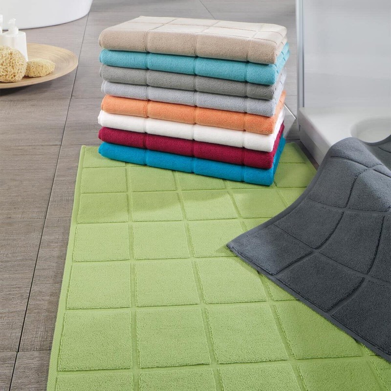 Terry Bath Mat 60 x 100 cm Plain Chequered Flannel