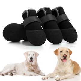 DOGOYS Dog Shoes, Outdoor Dog Boots Non-Slip Waterproof Dog Booties for Medium to Large Dogs 4Pcs for Winter Snowy Day, Summer Hot Pavement with Rugged Sole Black