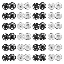 100 Sets Sew-on Snap Buttons, FUNCYboo 10mm Clothes Hidden Button Metal Snap Fastener Press for Sewing Clothing Silver and Black