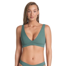 Maaji womens Long Line Triangle With Removable Soft Cups Bikini Top, Green, Small US