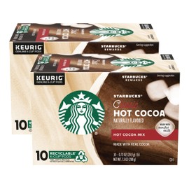 Starbucks Classic Hot Cocoa K-Cup Pods, Made with Real Cocoa & Nonfat Milk, K-Cup Pods for Keurig Brewing System, 10 CT K-Cups Per Box (10 Count (Pack of 2))