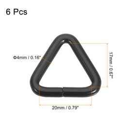uxcell 6 Pcs Metal Triangle Ring Buckle, 3/4" Belt Fastener Connectors Strap Keeper Loop for DIY Leather Purse Bags Handbag Straps, Black