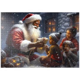 MyPuzzle Der Weihnachtsmann verteilt Geschenke an fröhliche Kinder - Premium 1000 Teile Puzzle - MyPuzzle Sonderkollektion von Puzzle Galaxy