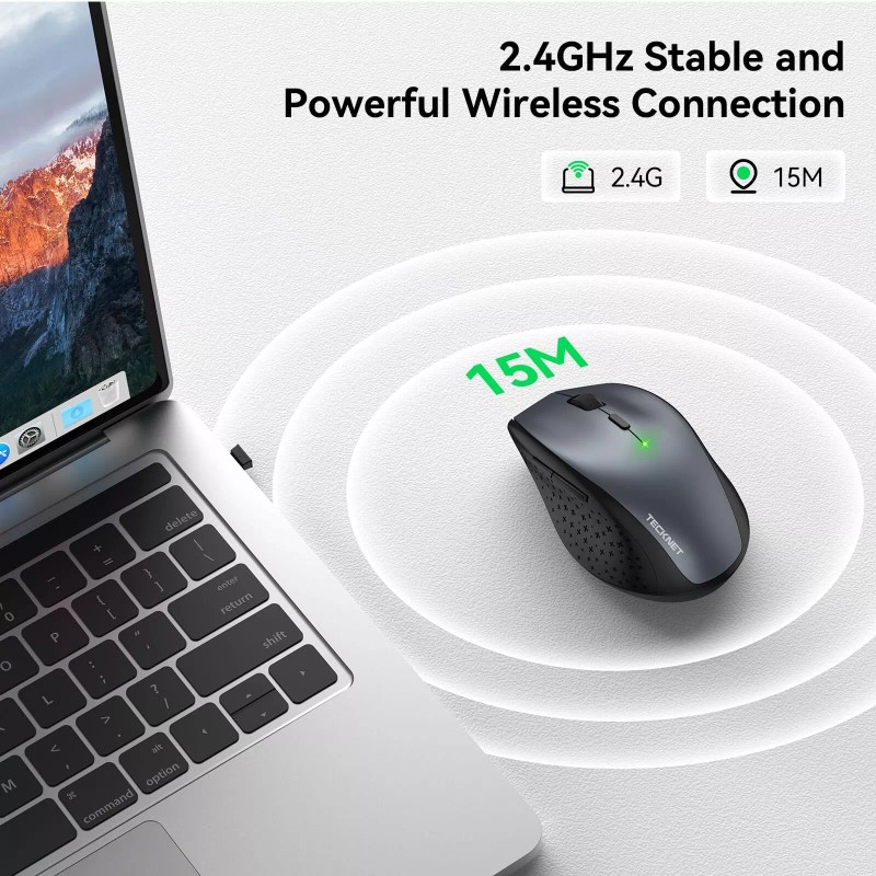 TECKNET Wireless Mouse, 2.4G USB Computer Mouse with 6-Level Adjustable