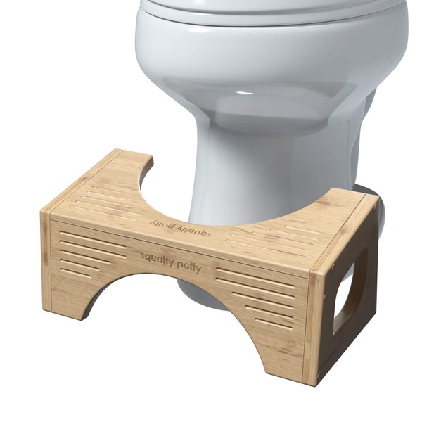 Squatty Potty The Original Toilet Stool - Bamboo Flip, 7" & 9" Height, Two Sizes-in-One