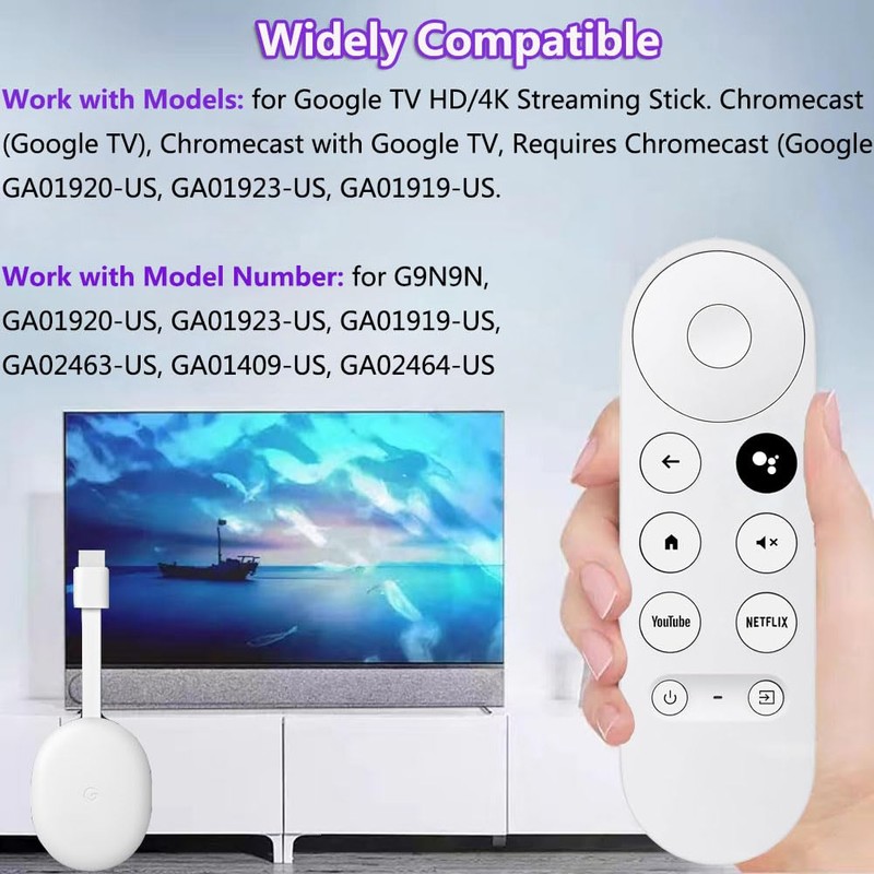 Replacement Voice Remote for Google Chromecast TV, Remote Control for