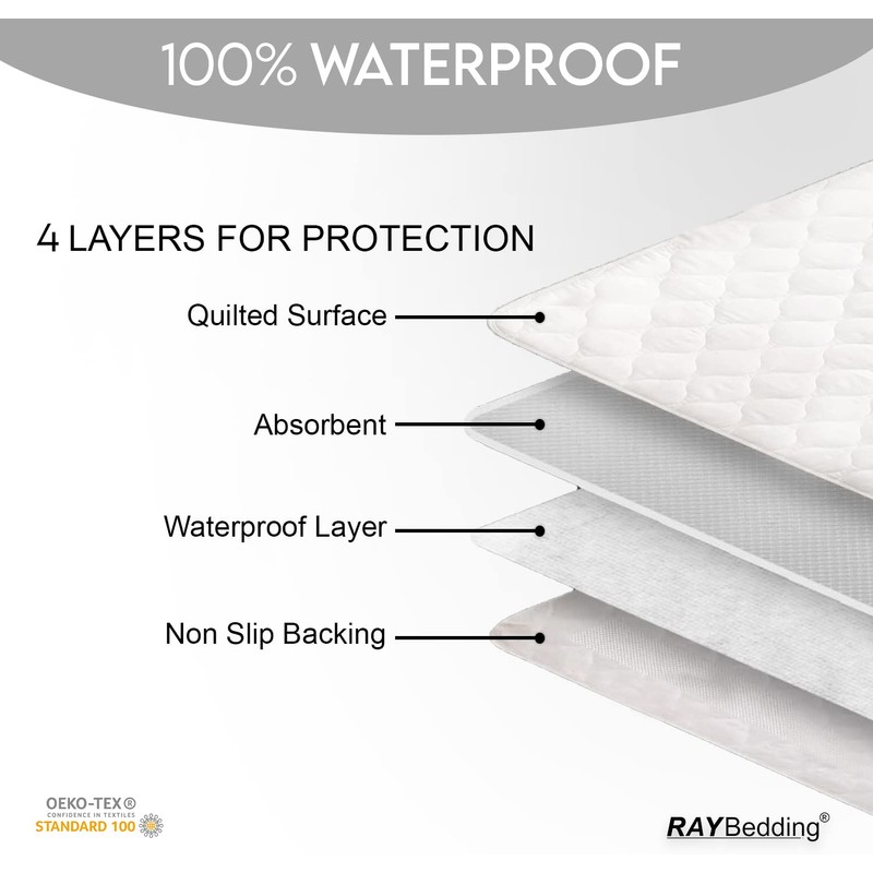 Ray Bedding Waterproof Mattress Protector Single with 30cm Extra Deep
