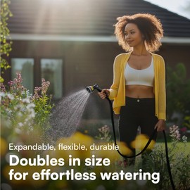 H&S Gartenschlauch flexibel 10m - Garten Wasser Schlauch 2x erweiterbar - Dehnbarer Flex Wasserschlauch - Flexibler Gartenschlauch - Flexschlauch grau