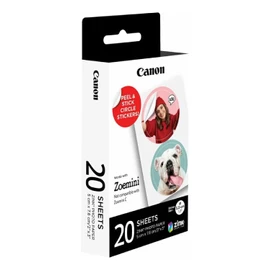 Canon Canon ZP-2030-2C Original ZINK Fotopapier Circle Sticker für Canon Zoemini Sofortbildkamera/Fotodrucker, 20 Blatt für je 2 runde Fotosticker mit 3,3cm Durchmesser, Kleberückseite, wasserabw., reißfest