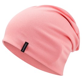 HAMUNI Slouchy Beanie for Women – Men Soft Breathable Cotton Beanie Hat, Double-Layered Lightweight Windproof Skull Cap, Classic Casual Beanie for Daily Wear & Transitional Seasons (Peach Pink)