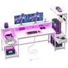 DurayLoly 63" Gaming Desk with LED Lights & Outlets,Computer Desk